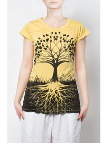 Tree of Life YellowЖенские футболки для йоги